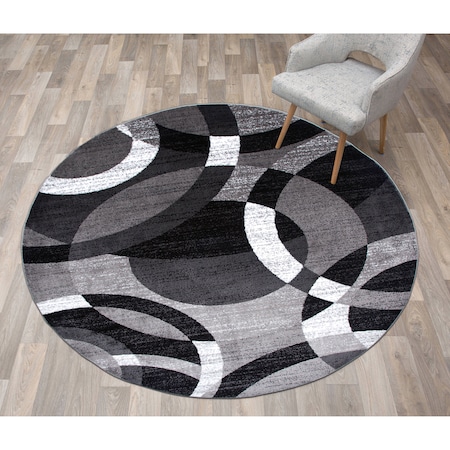 World Rug Gallery Contemporary Abstract Circles Soft Area Rug 6'6'' Round Gray 105GRAY6RND